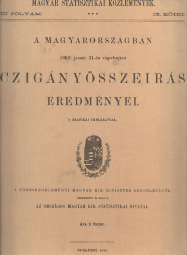 A Magyarorszgban1893. janur 31-n vgrehajtott czignysszeirs eredmnyei (Magyar Statisztikai Kzlemnyek)- reprint