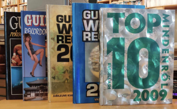5 db Guinness Rekordok k�tet: Rekordok k�nyve (1984); Rekordok k�nyve (1996); World Records 2005 (50, Jubileumi kiad�s); World Records (2007); Top 10 mindenr�l (2009)