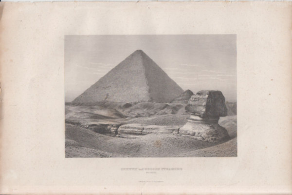 kori Egyiptom, Szfinx piramissal, Afrika (2818 cm lapmret eredeti aclmetszet) (1860 krl)