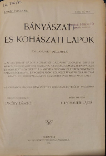 Litschauer Lajos Jak�by L�szl�  (szerk.) - B�ny�szati �s koh�szati lapok 1936 janu�r - december