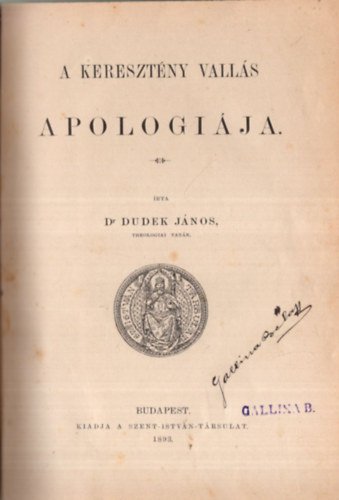 Dr. Dudek Jnos - A keresztny valls apologija
