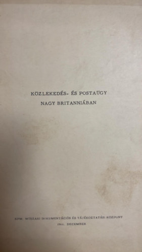 Közlekedés és postaügy Nagy Britanniában