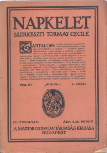 Tormay Cecile (szerk.) - Napkelet IX. évf. 1931. Június 1. 6. szám