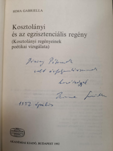 Hima Gabriella - Kosztol�nyi �s az egzisztenci�lis reg�ny