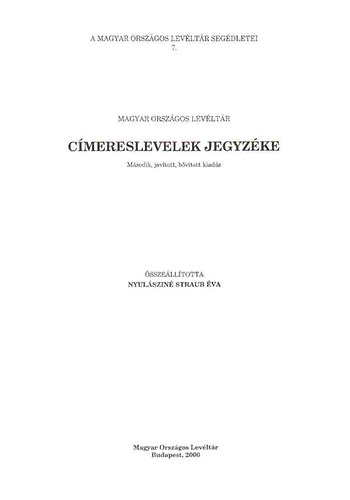 Nyulszin Straub va szerk. - Cmereslevelek jegyzke