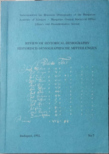 Kovacsics Jzsef  (szerk.) - Review of historical demography - Historisch-demographische Mittelungen