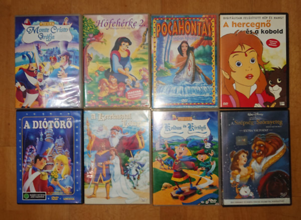 Mirax Walt Disney - 8 klasszikus mese DVD-n: Pocahontas, Monte Cristo grófja, Hófehérke 2., A hercegnő é.s a kobold, A diótörő, A kerekasztal lovagjai, A Szépség és Szönyeteg, Koldus és királyfi