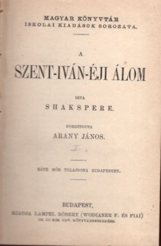 Shakspere - A Szent-Iv�n-�ji �lom - A kam�li�s h�lgy - B�nk B�n - A k�r�k (4 m� egybek�tve)