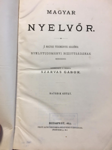 Magyar nyelv�r VI. k�tet