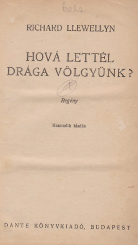 Richard Llewellyn - Hov� lett�l dr�ga v�lgy�nk?