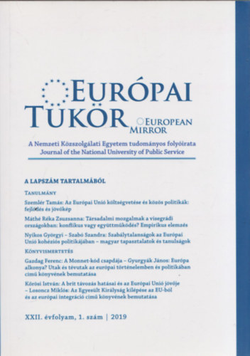 Kecsmr Krisztin  (fszerk.) - Eurpai Tkr XXII. vfolyam, 1. szm - 2019