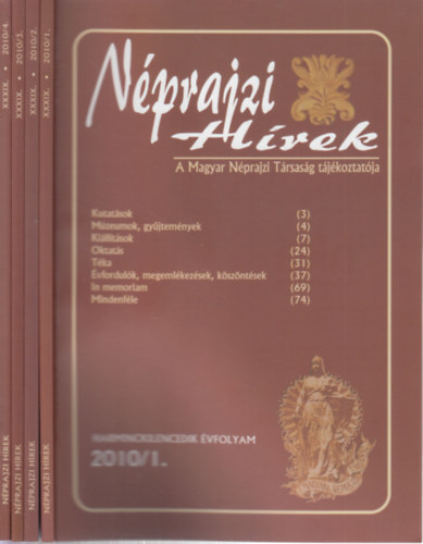 Nprajzi hrek 2010/1-4. (teljes vfolyam, 4 db. lapszm)