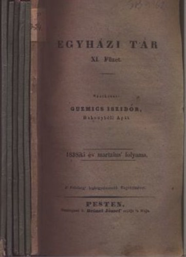 Egyhzi Tr- 1838/mrcius + 1939/janur, februr, mrcius, jlius, november (6 db. lapszm)