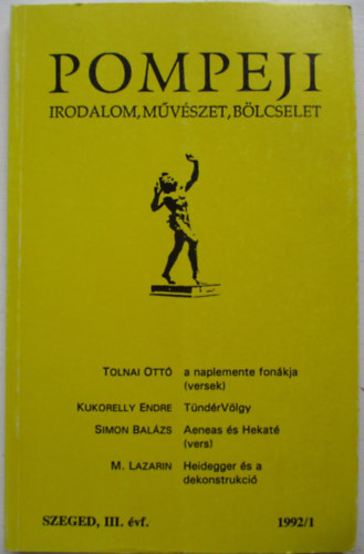 Pompeji irodalom, mvszet, blcselet 1992/1