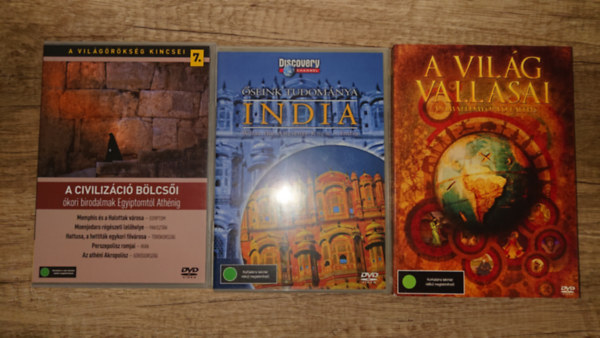 3 ismeretterjeszt� DVD �seiink kult�r�j�r�l: A civiliz�ci� b�lcs�i, India, A vil�g vall�sai