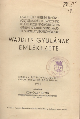 Komócsy István - Wajdits Gyulának emlékezete