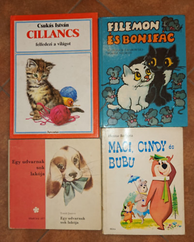 Tom�s Janovic, Hanna-Barbera, S. Grabowski-M. Nejman Csuk�s Istv�n - 4 �llatos gyerekk�nyv: Egy udvarnak sok lak�ja, Maci, Cindy �s Bubu, Filemon �s Bonif�c, Cillancs felfedezi a vil�got