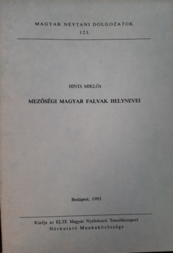 Hints Mikl�s - Mez�s�gi magyar falvak helynevei
