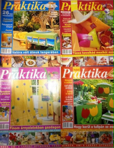 4 db. Praktika Magazin - 2001.m�j. - 5. sz�m, 2001.j�n. 6. sz�m, 2001.j�l. 7. sz�m, 2001.aug. 8. sz�m (szab�s-varr�s-k�t�s-hobby-lak�sdivat-k�zimunka)