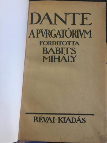 Babits Mihly  (ford.) - Dante Komdija - A Purgatrium