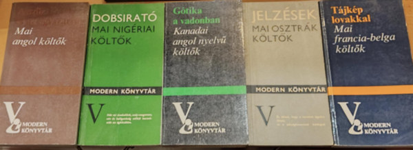 Eurpa Knyvkiad - 5 db Modern knyvtr, kltk: A szz s az egyszarv (mai angol kltk, 480); Dobsirat (mai nigriai kltk, 347); Gtika a vadonban (Kanadai angol nyelv kltk, 471); Jelzsek (mai osztrk kltk, 283); Tjkp lovakkal (mai