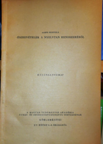 Aarni Penttil - szrevtelek a nyelvtan rendszerrl