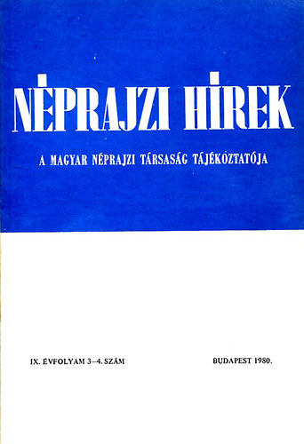 Nprajzi hrek (1980. IX. vfolyam 3-4. szm)