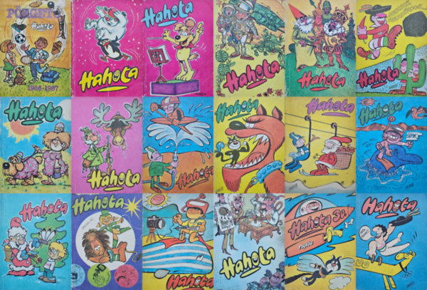 17 db Hahota szrvnyszm : 9., 19., 21., 22., 23., 24., 25., 26., 28., 29., 30., 31., 34., 35., 36., 37., 41. + Hahota Prget 1986-1987 (sszesen 18 knyv)