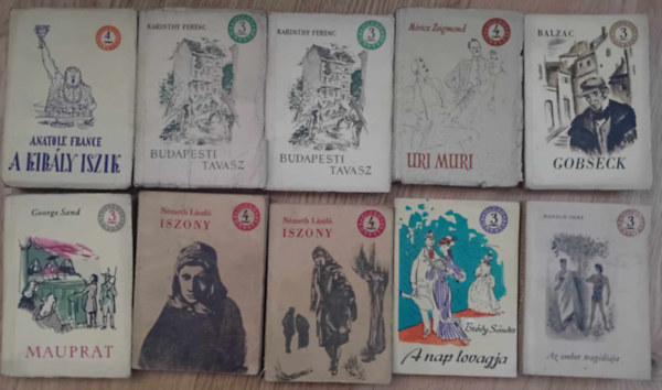 10db k�nyv(Sz�pirodalmi Kiad�), A Kir�ly iszik,Az ember trag�di�ja,A nap lovagja,Budapesti tavaszI-II,IszonyI-II,Mauprat,Gobseck,Uri Muri,