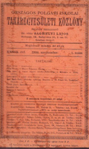 Országos Polgári Tanáregyesületi Közlöny 1932. 1-2. szám