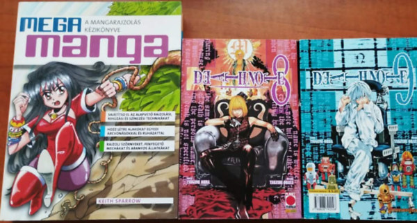 Keith Sparrow Ohba Tsugumi Takeshi Obata - Mega Manga - A mangarajzolás kézikönyve+Death note 7-8 angolul