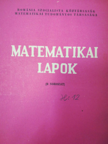 Matematikai lapok 6 (B sorozat) XVIII. �vfolyam 1967. j�nius