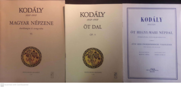 Kod�ly Zolt�n - Magyar n�pzene �nekhangra,zongor�ra VI. + Kod�ly �t dal OP.9 + �t Hegyi-Mari n�pdal ( 3 db kotta f�zet )