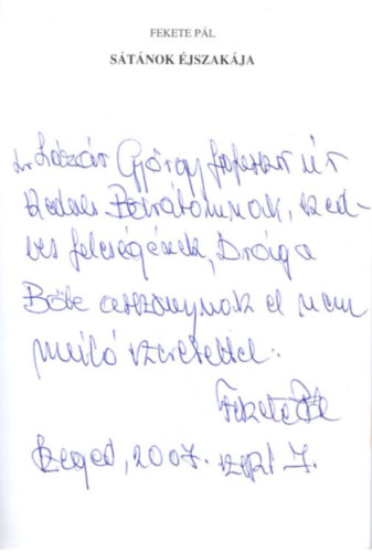 Fekete P�l - S�t�nok �jszak�ja - dedik�lt