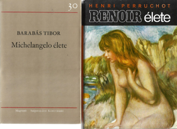 2 db knyv, Barabs Tibor: Michelangelo lete, Henri Perruchot: Renoir lete