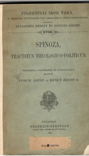 Posch-Rencz - Spinoza, Tractatus Theologico-Politicus