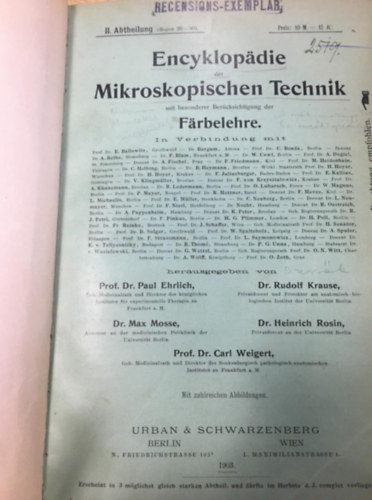 Prof. Dr. Carl Weigert - Encyklopadie der Mikroskopischen Technik