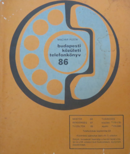 Budapesti k�z�leti telefonk�nyv 1986