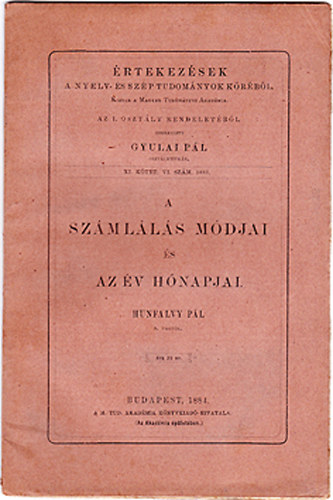Hunfalvy Pál - A számlálás módjai és az év hónapjai