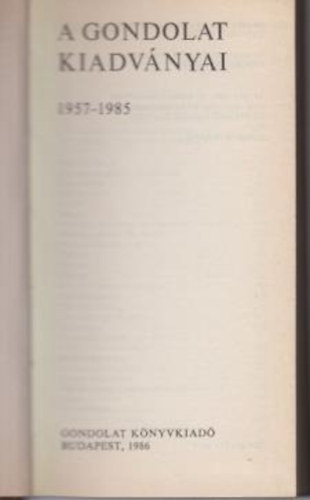 Tam�sk�-Vincze-Szamosin� - A Gondolat kiadv�nyai 1957-1985