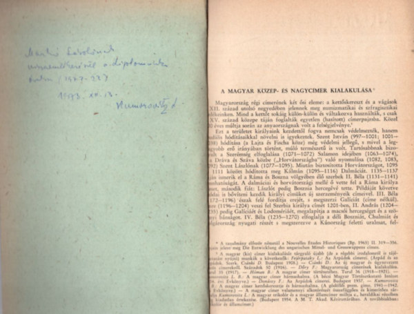 Kumorovitz L. Bernt - A magyar kzp- s nagycmer kialakulsa - Klnlenyomat - dediklt