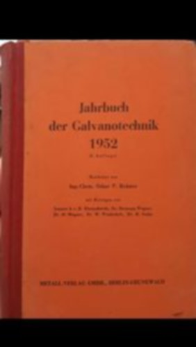 Oscar Kramer - Jahrbuch der Galvanotechnik 1952