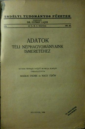 Makkai-Nagy-Barna - Adatok t�li n�phagyom�nyaink ismeret�hez