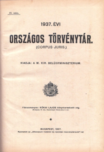 1937. vi Orszgos Trvnytr. (Corpus juris.)