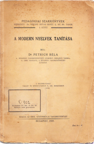 Dr. Petrich Bla - A modern nyelvek tantsa