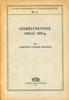 Karcsony S. Zsigmond - Szemlyneveink 1500-tl 1800-ig