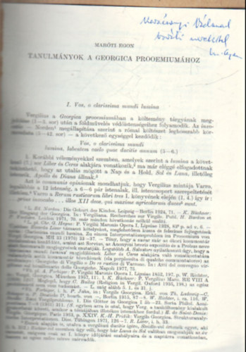 Mar�ti Egon - Tanulm�nyok a Georgica prooemium�hoz - K�l�nlenyomat - Dedik�lt