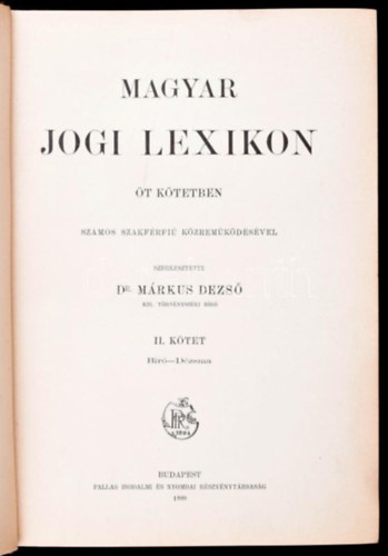 Márkus Dezső - Magyar Jogi Lexikon II.