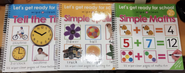 Priddy Books - Let's get ready for School - wipeclean: Simple Maths + Simple Spelling + Tell the Time