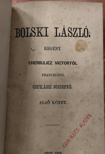 Cherbuliez Victor - Bolski Lszl